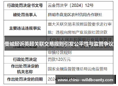 曼城起诉英超关联交易规则引发公平性与监管争议 曼城起诉英超关联交易规则引发公平性与监管争议