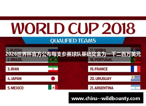 2026世界杯官方公布每支参赛球队基础奖金为一千二百万美元 2026世界杯官方公布每支参赛球队基础奖金为一千二百万美元